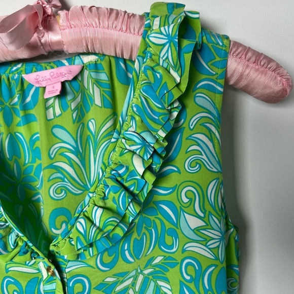 Lilly Pulitzer Reena 100% Silk Ruffle Neck Sleeveless Top Size 4 - Picture 3 of 7
